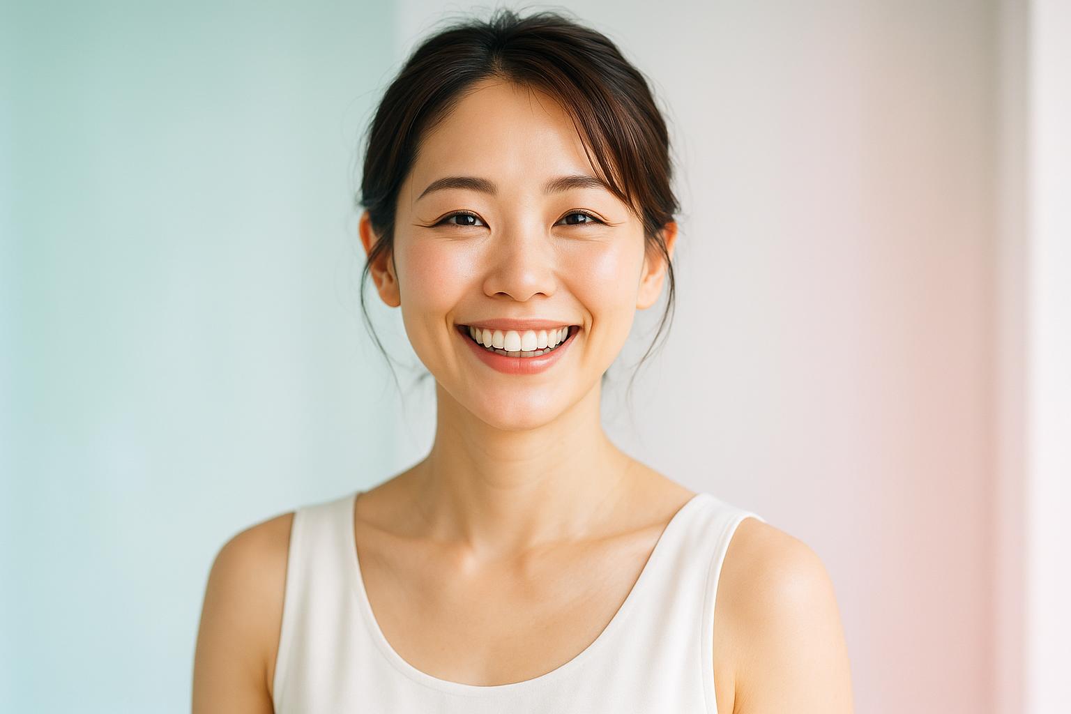 南浦和のセルフホワイトニングで自然な笑顔を見せる女性（川田クリニック）